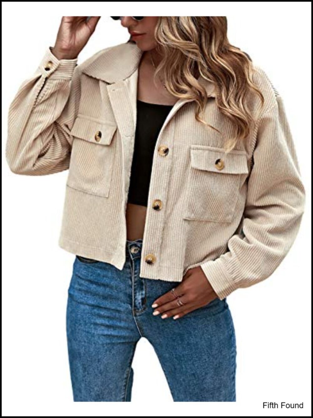 Women's Cropped Corduroy Shacket Button Down Crop Jacket